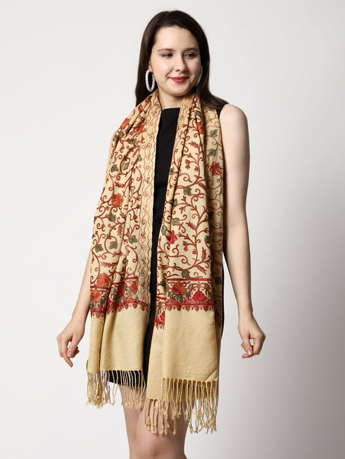 Women's Aari Embroidery Wool Stole
